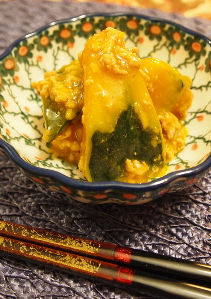 定番！かぼちゃと鶏ひき肉のそぼろ煮-レシピのメイン写真