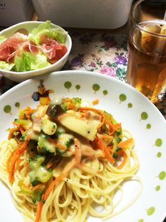 ゴーヤときのこのクリームパスタ-レシピのメイン写真