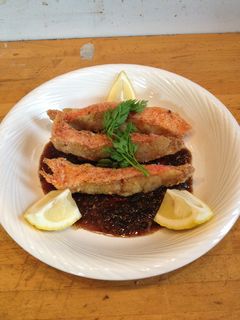 白身魚の唐揚げ、黒酢ソース添え-レシピのメイン写真
