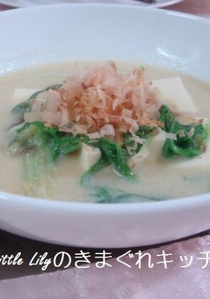 豆腐と水菜の豆乳味噌煮-レシピのメイン写真