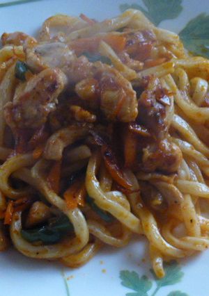 甘辛韓国ダッカルビ風焼きうどん-レシピのメイン写真