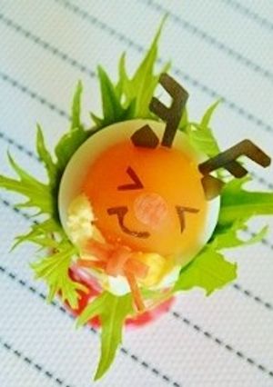 クリスマスゆで卵赤鼻のトナカイ♪キャラ弁-レシピのメイン写真
