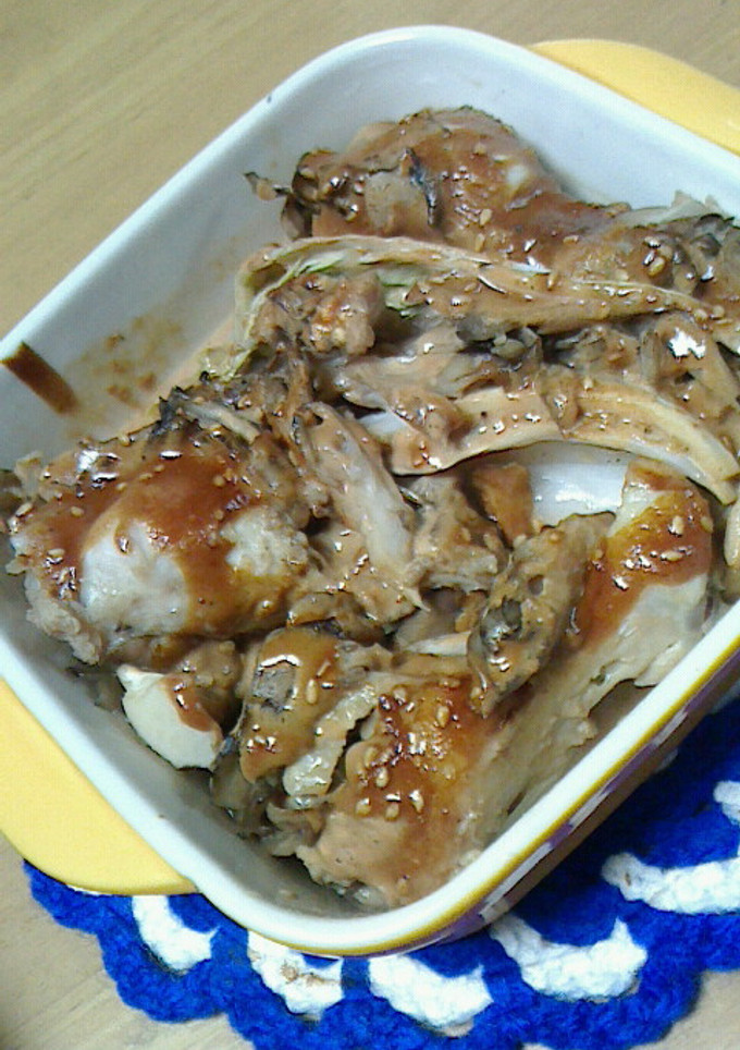 手羽元と白菜＆舞茸マヨ味噌焼き-レシピのメイン写真