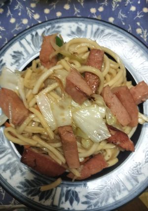 スパムとカット野菜の焼きうどん-レシピのメイン写真