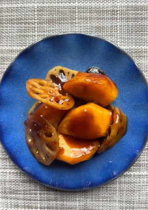柿とレンコンの黒酢煮-レシピのメイン写真