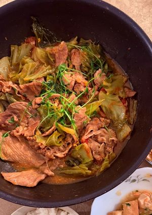 すき焼き風!?豚こま🍅キャベツ煮#晩ご飯-レシピのメイン写真