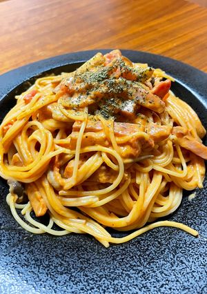 ベーコンときのこのトマトクリームパスタ-レシピのメイン写真