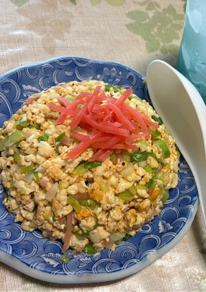 ダイエットレシピ　豆腐で作る紅生姜半チャーハン-レシピのメイン写真