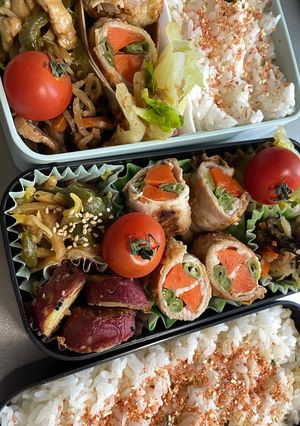 愛妻？弁当③(人参といんげんの肉巻き他)-レシピのメイン写真