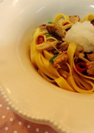 秋刀魚と神楽南蛮のピリ辛和風パスタ♥-レシピのメイン写真