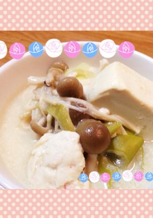 豆腐ときのこの豆乳鍋-レシピのメイン写真