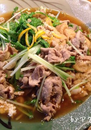 水菜と豚肉と薄揚げの煮物-レシピのメイン写真