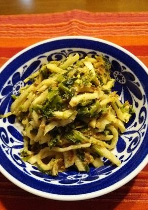 ねずみ大根！大根の葉・おかか味噌炒め♪-レシピのメイン写真