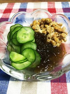 簡単!きゅうりと納豆のもずく酢和え-レシピのメイン写真