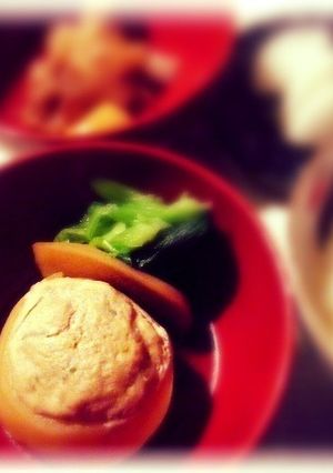 おうち料亭＊かぶのフワフワ鶏詰め春菊添え-レシピのメイン写真