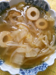 簡単 白菜 もやし 竹輪の 中華スープ!-レシピのメイン写真