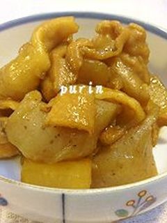 節約料理♪鶏皮と大根の甘辛炒め煮-レシピのメイン写真