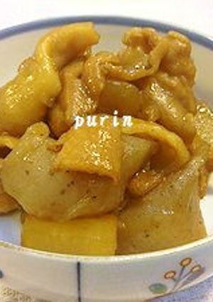 節約料理♪鶏皮と大根の甘辛炒め煮-レシピのメイン写真