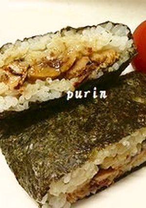 サンマ蒲焼缶　de　蒲焼おにぎらず-レシピのメイン写真