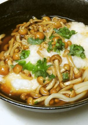 ずぼらさんのトロトロ(温)なめこうどん-レシピのメイン写真