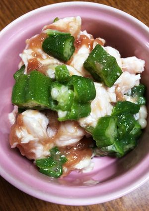 ささみとオクラの梅肉和え-レシピのメイン写真