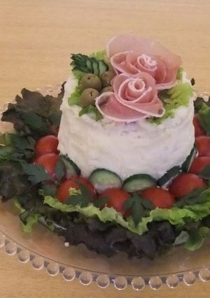 クリスマスに❤サンドイッチケーキ(甘くないお食事ケーキ-レシピのメイン写真