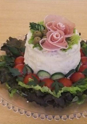 クリスマスに❤サンドイッチケーキ（甘くないお食事ケーキ-レシピのメイン写真