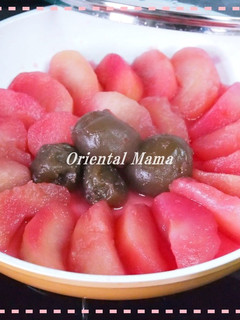 ★梅シロップdeピンクな林檎煮-レシピのメイン写真