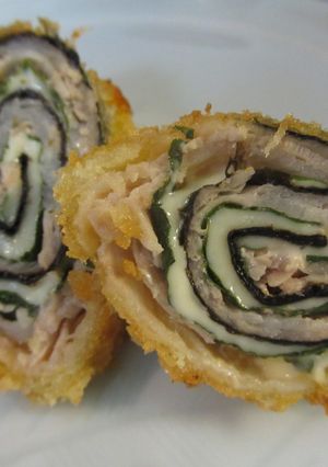 弁当　くるくる豚肉紫蘇海苔チーズ揚げ巻き-レシピのメイン写真