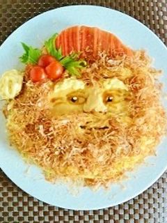 クリスマスサンタお好み焼きデコ☆レシピ-レシピのメイン写真