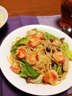 エビとキャベツのペペロンチーノ風パスタ-レシピのメイン写真