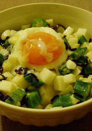 長芋＆オクラ＆塩昆布の温玉のっけ丼☆-レシピのメイン写真