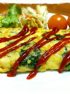 手抜き料理☆チーズ入りほうれん草オムレツ-レシピのメイン写真