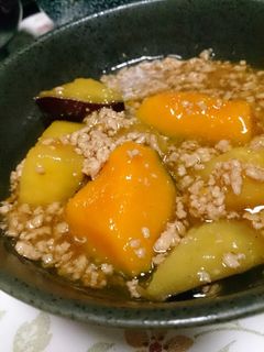 かぼちゃとさつまいものひき肉あんかけ-レシピのメイン写真