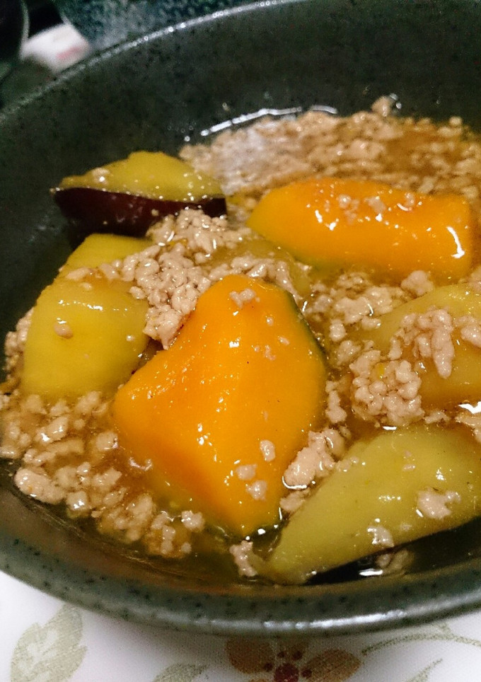 かぼちゃとさつまいものひき肉あんかけ-レシピのメイン写真