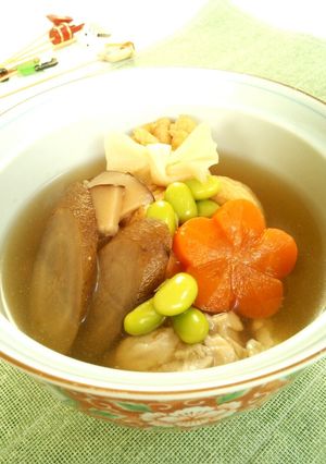 煮物の残りとお餅で☆五目餅巾着のお雑煮-レシピのメイン写真