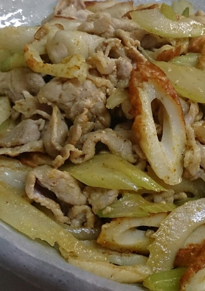 ちくわと豚肉、セロリのカレー炒め-レシピのメイン写真