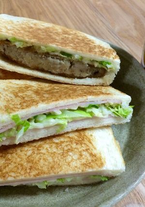 フライパンでキャベツ入りホットサンド-レシピのメイン写真