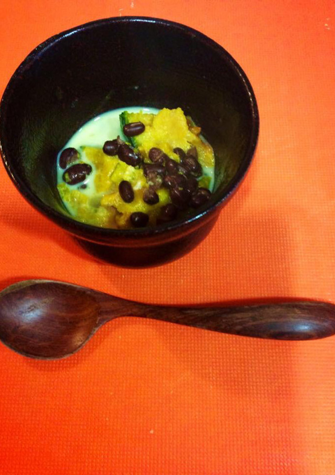 ほっとする甘さ かぼちゃと小豆のミルク煮-レシピのメイン写真