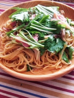 水菜とベーコン舞茸のパスタ☆簡単ランチに-レシピのメイン写真