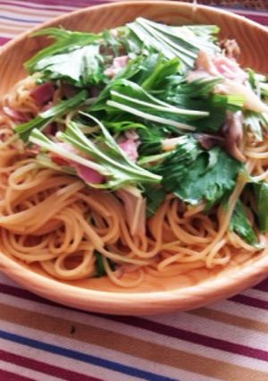 水菜とベーコン舞茸のパスタ☆簡単ランチに-レシピのメイン写真