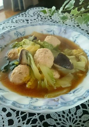 鶏むね肉のつくねと☆白菜の温かうま煮★-レシピのメイン写真