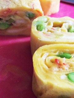 枝豆カニカマ彩り卵焼き☆弁当冷凍保存用-レシピのメイン写真