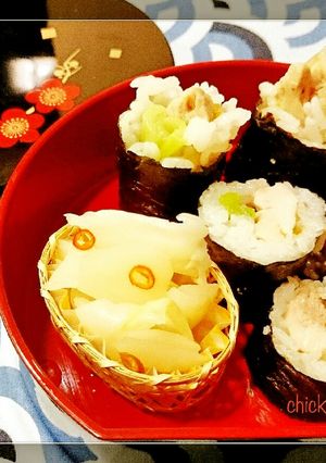 ごはん☆鶏柚子こしょうの細巻きお寿司-レシピのメイン写真