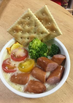 温野菜とクラッカーでココットカマン-レシピのメイン写真