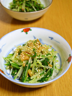 簡単箸休め!ほうれん草と水菜のなめ茸和え-レシピのメイン写真