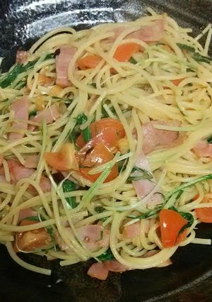 ✾水菜とベーコントマトのペペロンチーノ✾-レシピのメイン写真