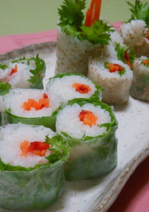 わさび菜でちょっぴり辛い大人の野菜寿司-レシピのメイン写真