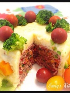 クリスマスケーキ風ミートローフ-レシピのメイン写真