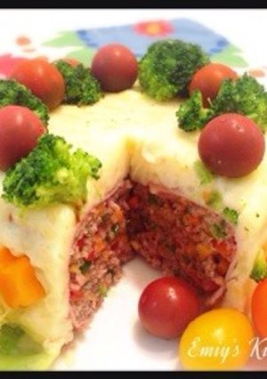 クリスマスケーキ風ミートローフ-レシピのメイン写真